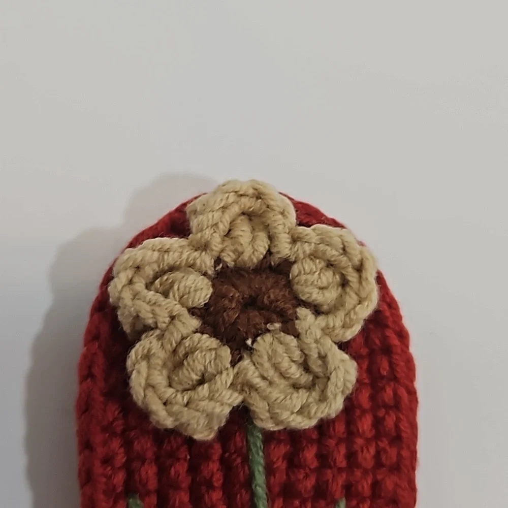 Hand Crafted Crochet Floral Hair Clip Vintage Botanical Coquette Accessory Red